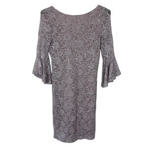 Marina NEW Lavender Purple Lace Dress 3/4 sleeve Bell sleeve 12 cocktail event